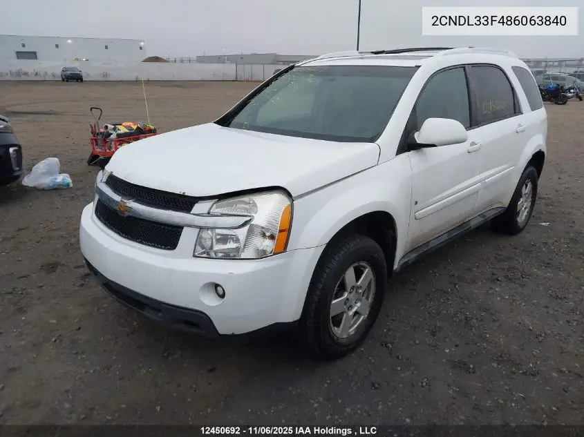 2CNDL33F486063840 2008 Chevrolet Equinox Lt