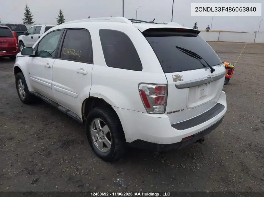 2CNDL33F486063840 2008 Chevrolet Equinox Lt