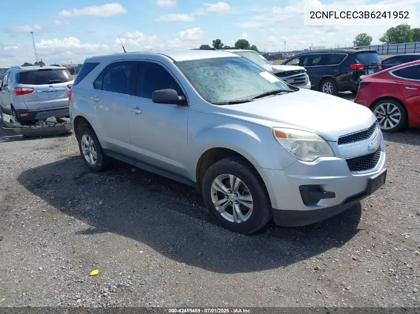 2CNFLCEC3B6241952 2011 Chevrolet Equinox Ls