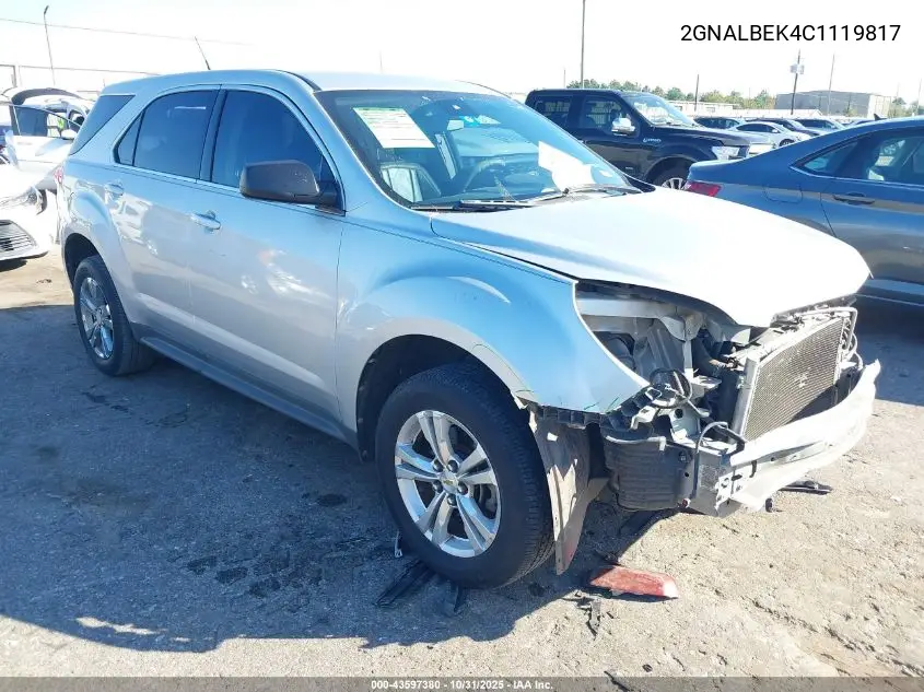 2GNALBEK4C1119817 2012 Chevrolet Equinox Ls