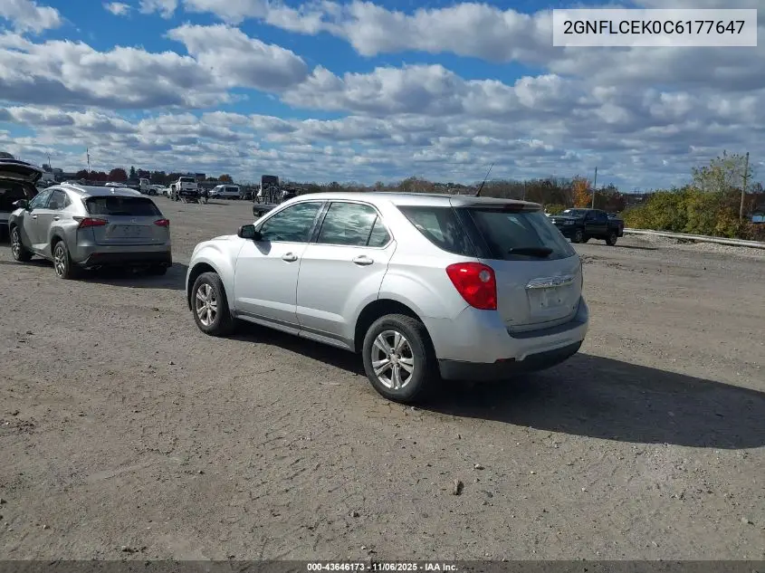 2GNFLCEK0C6177647 2012 Chevrolet Equinox Ls