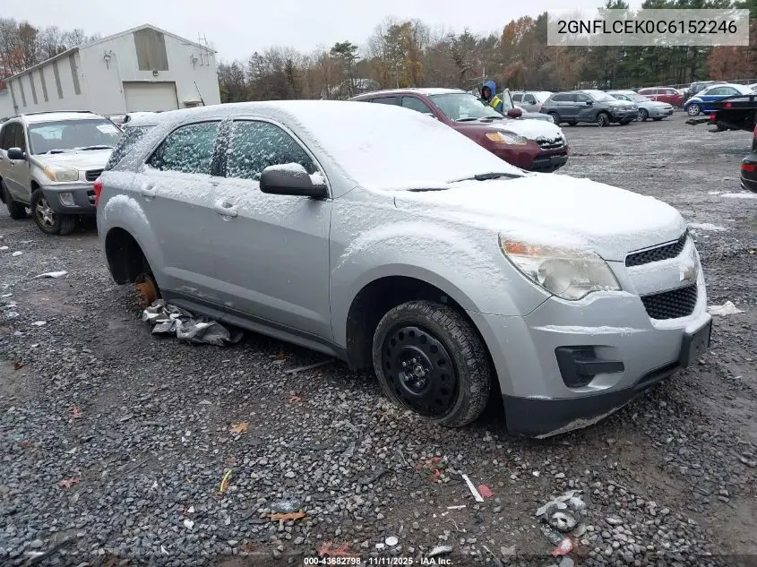2GNFLCEK0C6152246 2012 Chevrolet Equinox Ls