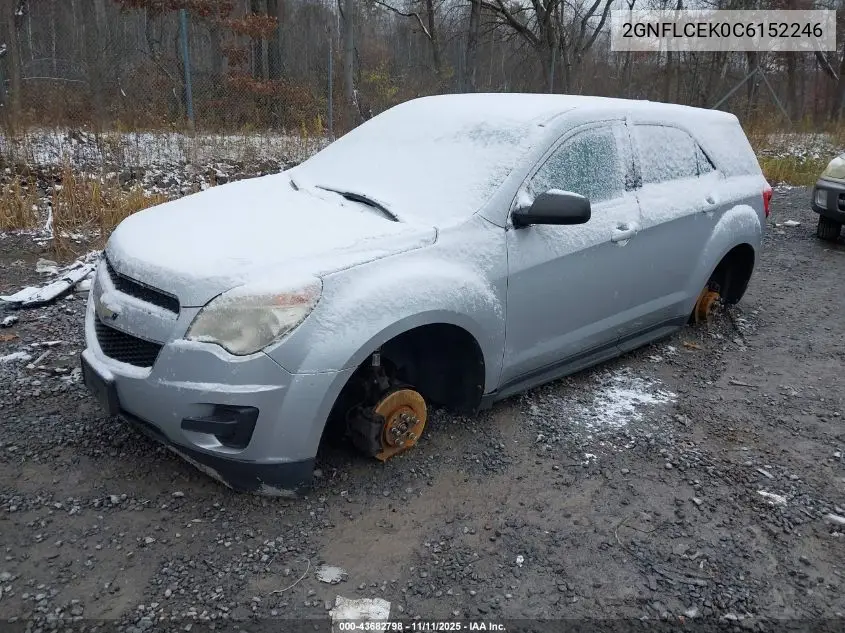2GNFLCEK0C6152246 2012 Chevrolet Equinox Ls