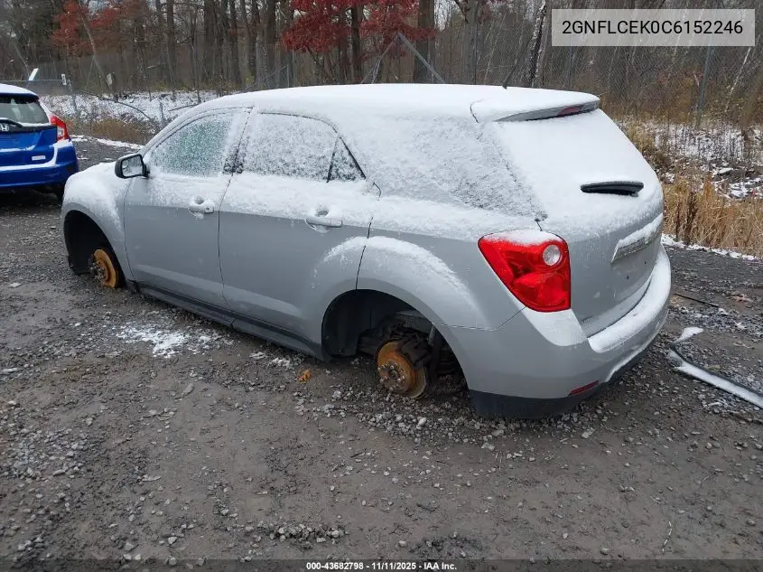 2GNFLCEK0C6152246 2012 Chevrolet Equinox Ls
