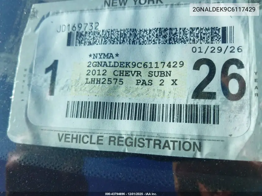 2GNALDEK9C6117429 2012 Chevrolet Equinox 1Lt