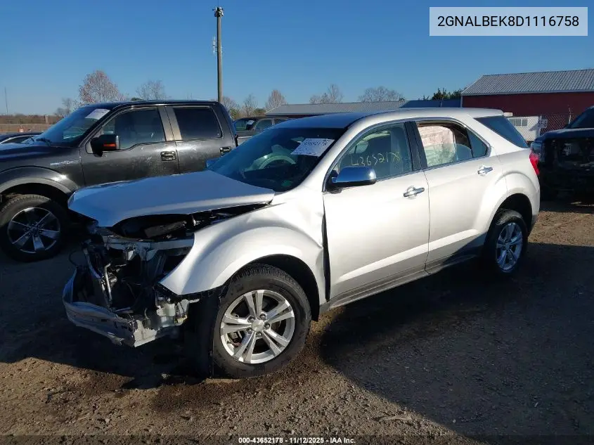 2GNALBEK8D1116758 2013 Chevrolet Equinox Ls