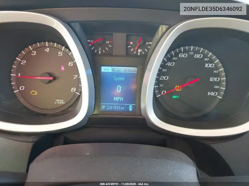 2GNFLDE35D6346092 2013 Chevrolet Equinox 1Lt