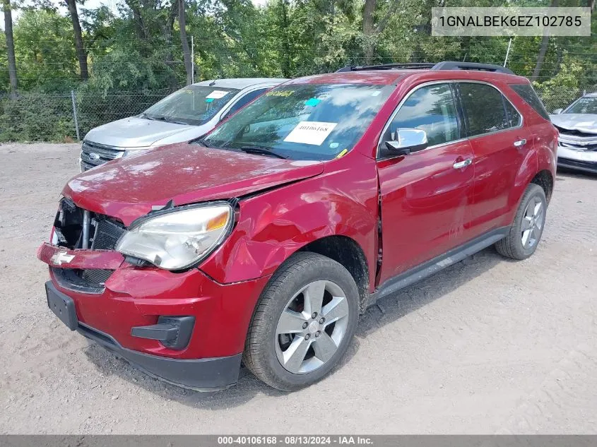 2014 Chevrolet Equinox 1Lt VIN: 1GNALBEK6EZ102785 Lot: 40106168