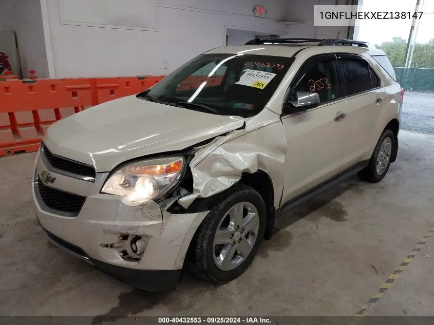 2014 Chevrolet Equinox Ltz VIN: 1GNFLHEKXEZ138147 Lot: 40432553