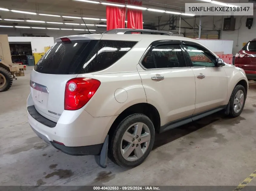 2014 Chevrolet Equinox Ltz VIN: 1GNFLHEKXEZ138147 Lot: 40432553