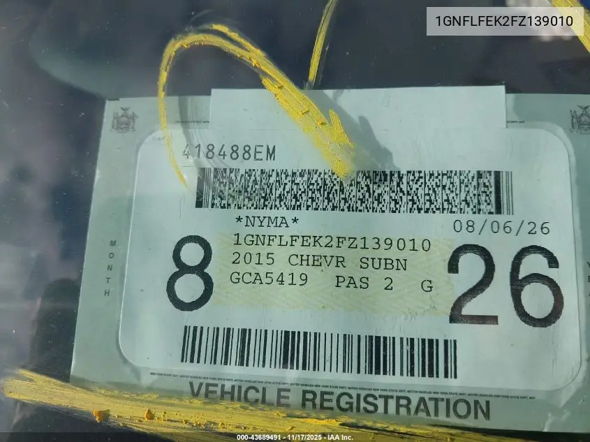 1GNFLFEK2FZ139010 2015 Chevrolet Equinox 1Lt