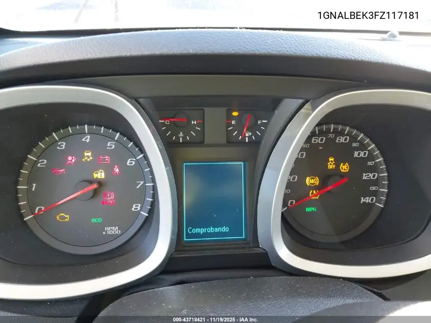 1GNALBEK3FZ117181 2015 Chevrolet Equinox 1Lt