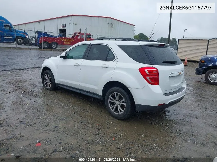 2016 Chevrolet Equinox Lt VIN: 2GNALCEK6G1167797 Lot: 40420117