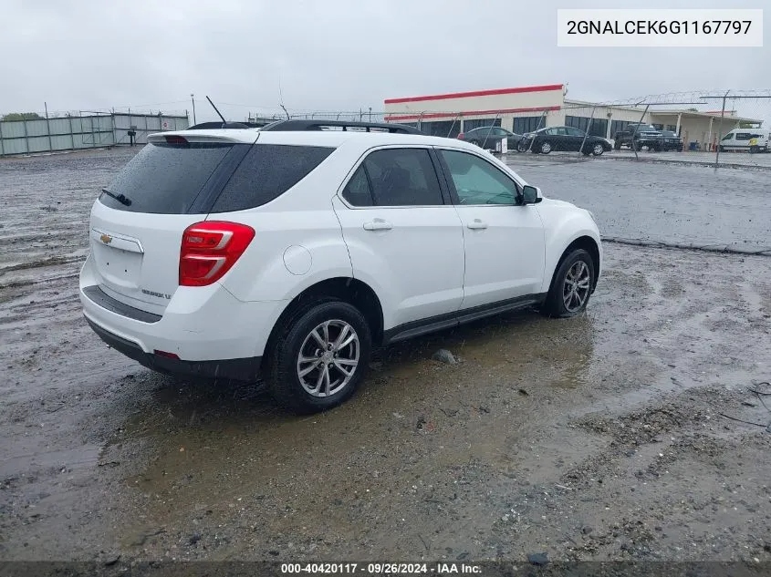 2016 Chevrolet Equinox Lt VIN: 2GNALCEK6G1167797 Lot: 40420117