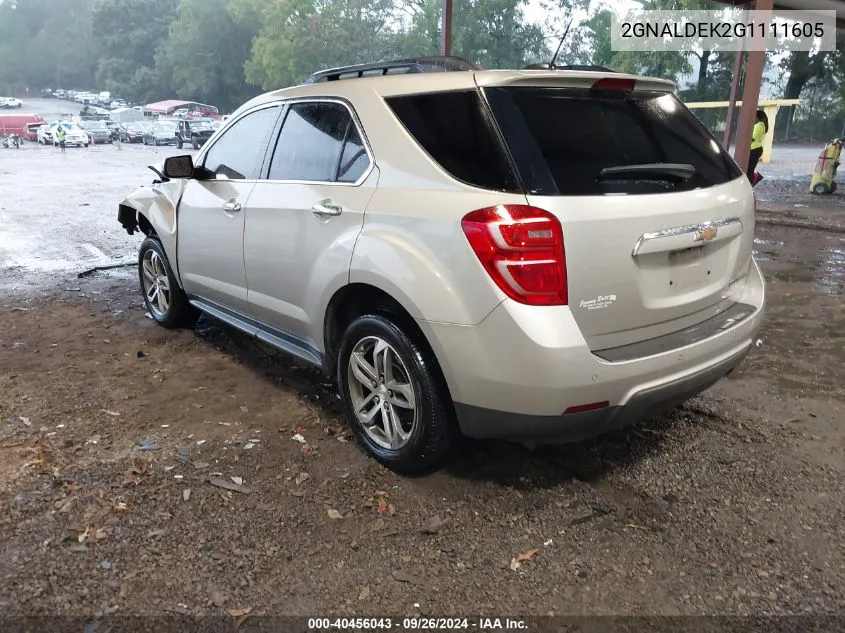 2016 Chevrolet Equinox Ltz VIN: 2GNALDEK2G1111605 Lot: 40456043