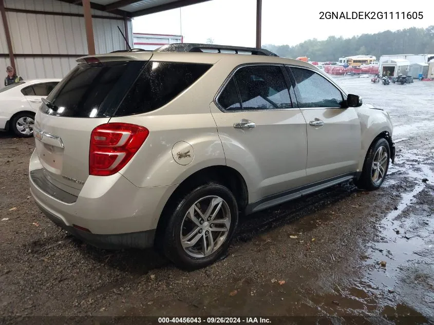 2016 Chevrolet Equinox Ltz VIN: 2GNALDEK2G1111605 Lot: 40456043