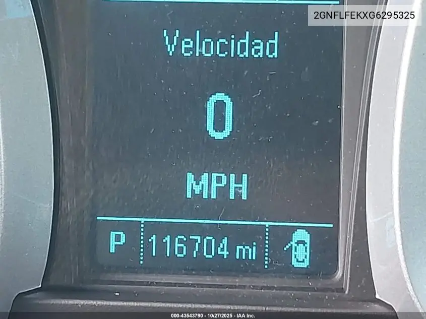 2GNFLFEKXG6295325 2016 Chevrolet Equinox Lt