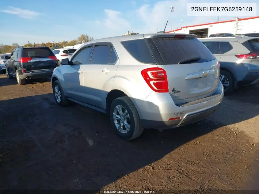 2GNFLEEK7G6259148 2016 Chevrolet Equinox Ls