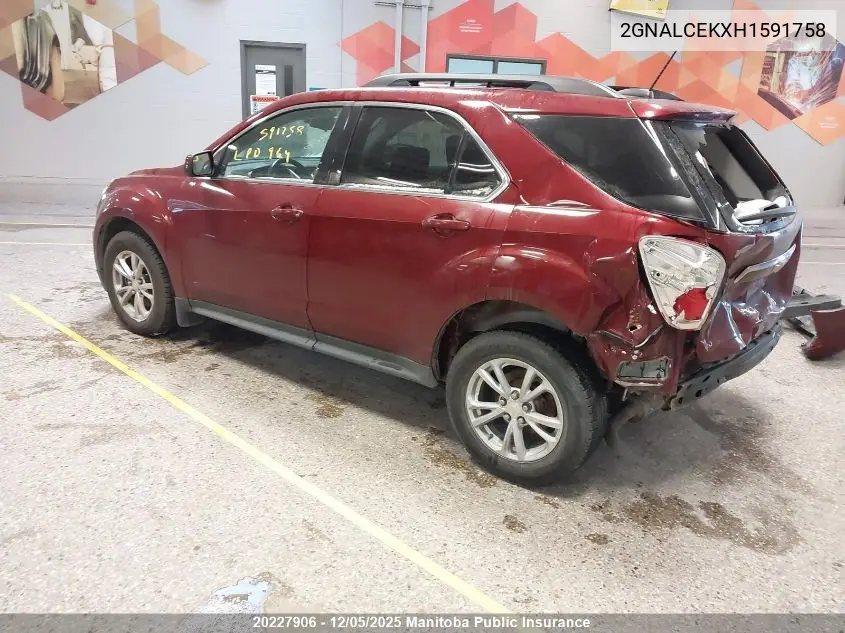 2GNALCEKXH1591758 2017 Chevrolet Equinox Lt