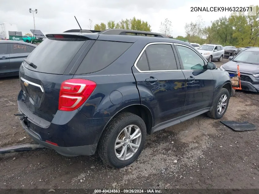 2017 Chevrolet Equinox Lt VIN: 2GNALCEK9H6322671 Lot: 40424563