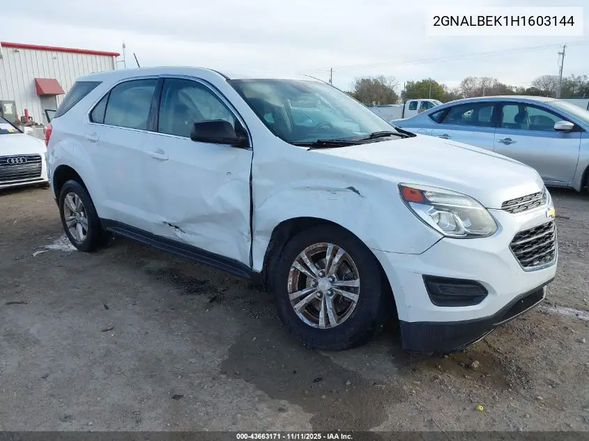2GNALBEK1H1603144 2017 Chevrolet Equinox Ls