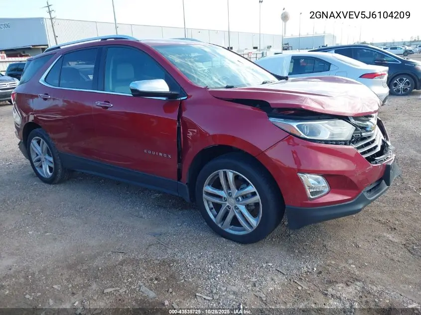 2GNAXVEV5J6104209 2018 Chevrolet Equinox Premier