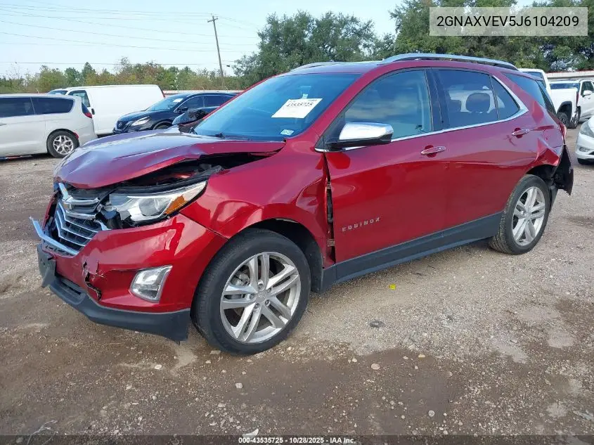 2GNAXVEV5J6104209 2018 Chevrolet Equinox Premier