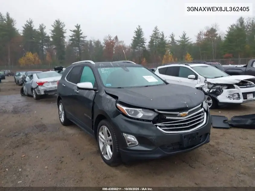 3GNAXWEX8JL362405 2018 Chevrolet Equinox Premier