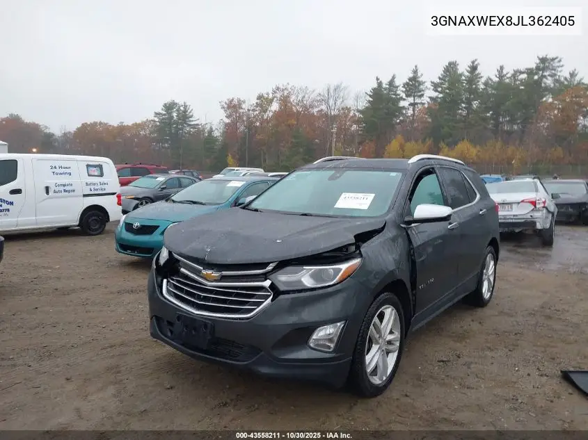 3GNAXWEX8JL362405 2018 Chevrolet Equinox Premier