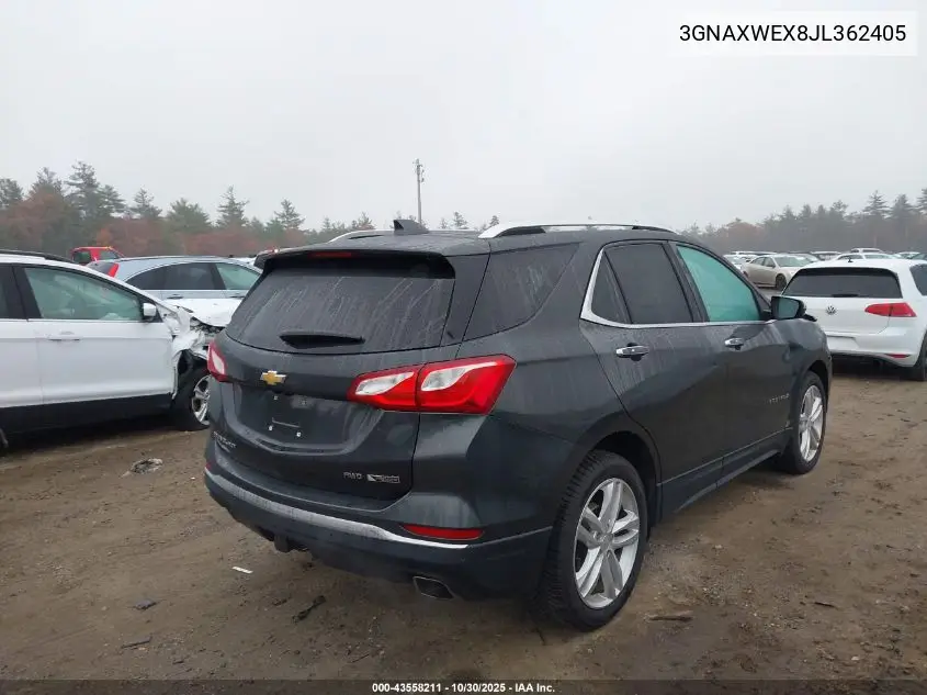 3GNAXWEX8JL362405 2018 Chevrolet Equinox Premier
