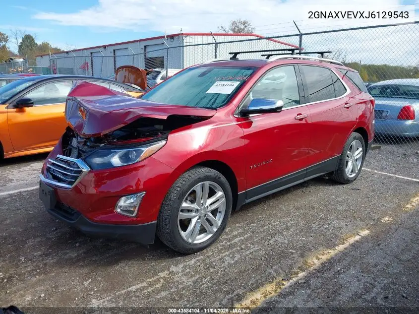 2GNAXVEVXJ6129543 2018 Chevrolet Equinox Premier