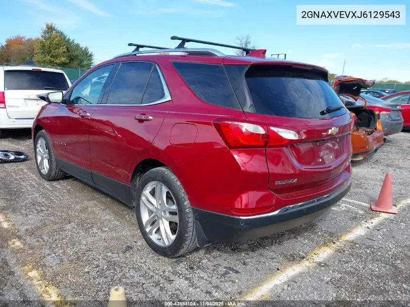 2GNAXVEVXJ6129543 2018 Chevrolet Equinox Premier