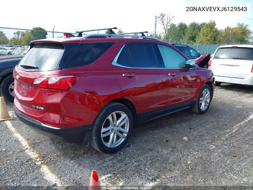 2GNAXVEVXJ6129543 2018 Chevrolet Equinox Premier