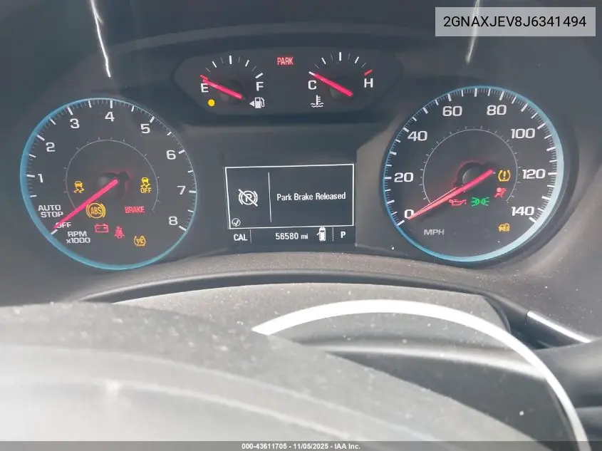 2GNAXJEV8J6341494 2018 Chevrolet Equinox Lt