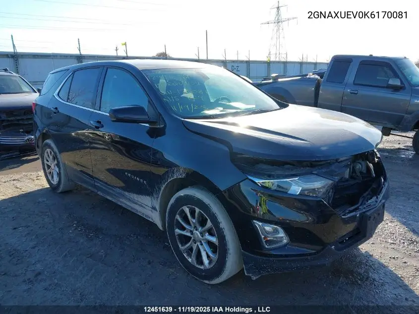 2GNAXUEV0K6170081 2019 Chevrolet Equinox 1Lt
