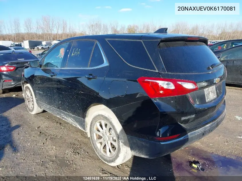 2GNAXUEV0K6170081 2019 Chevrolet Equinox 1Lt