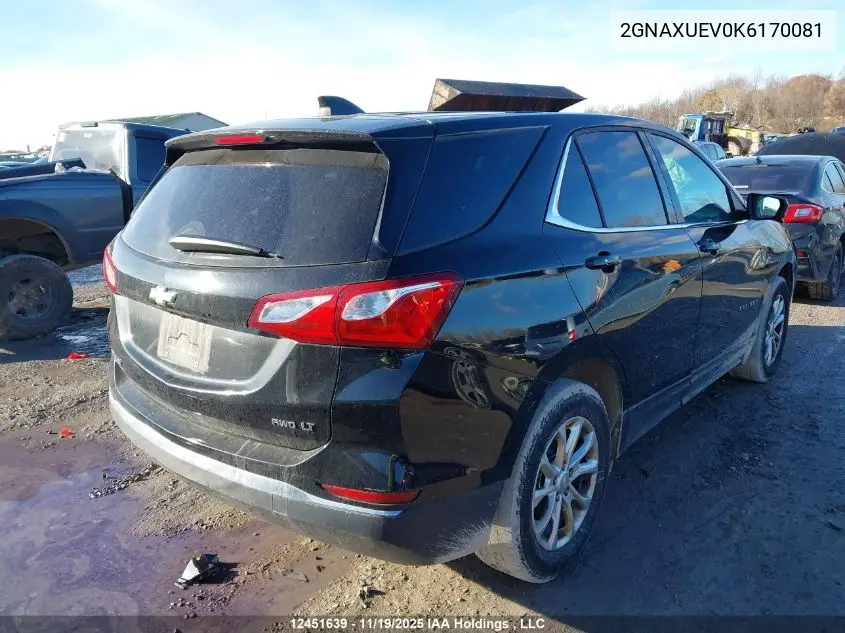 2GNAXUEV0K6170081 2019 Chevrolet Equinox 1Lt