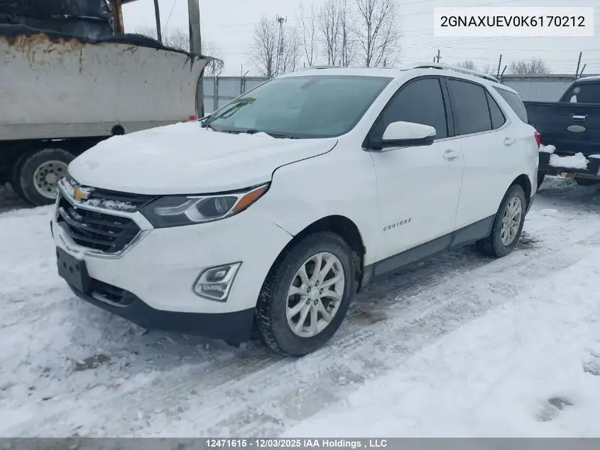 2GNAXUEV0K6170212 2019 Chevrolet Equinox