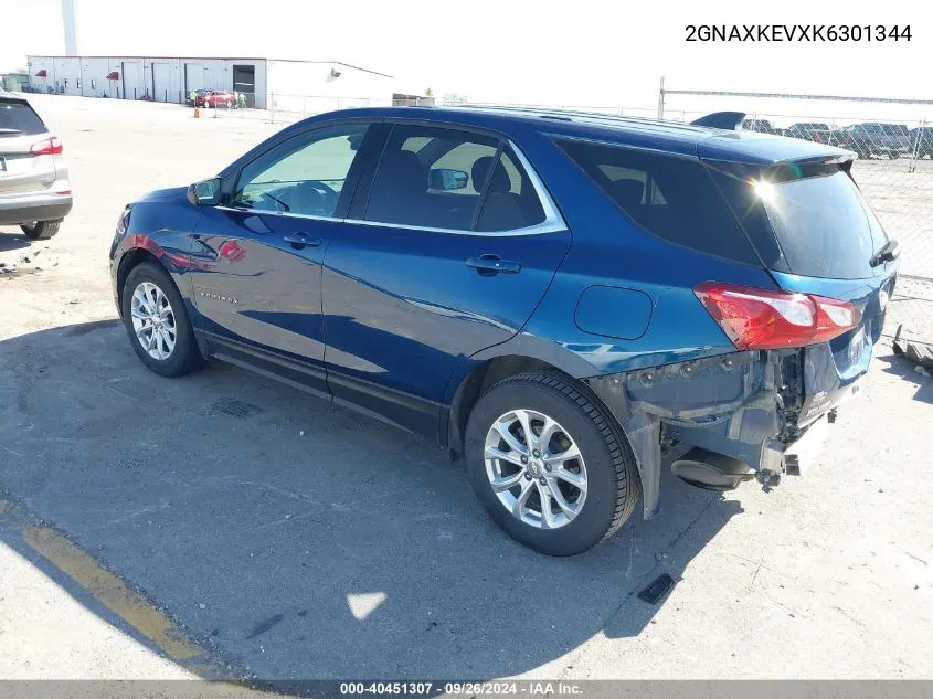 2019 Chevrolet Equinox Lt VIN: 2GNAXKEVXK6301344 Lot: 40451307