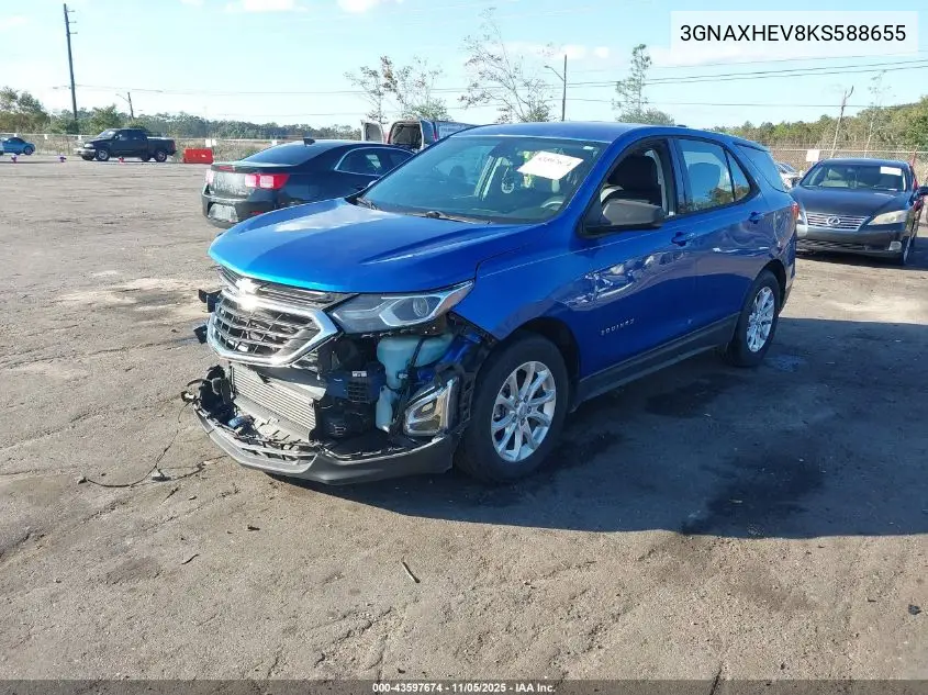 3GNAXHEV8KS588655 2019 Chevrolet Equinox Ls