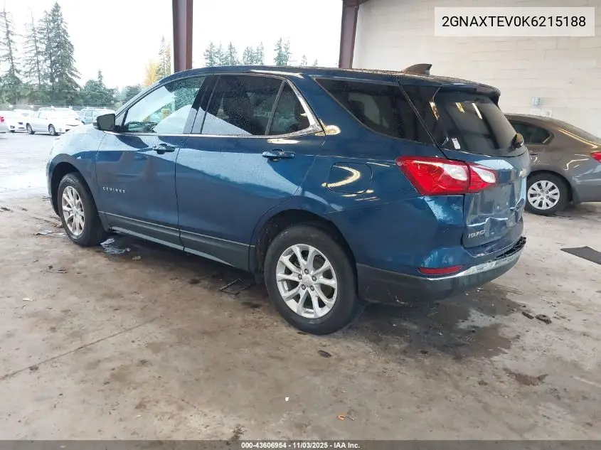 2GNAXTEV0K6215188 2019 Chevrolet Equinox Lt