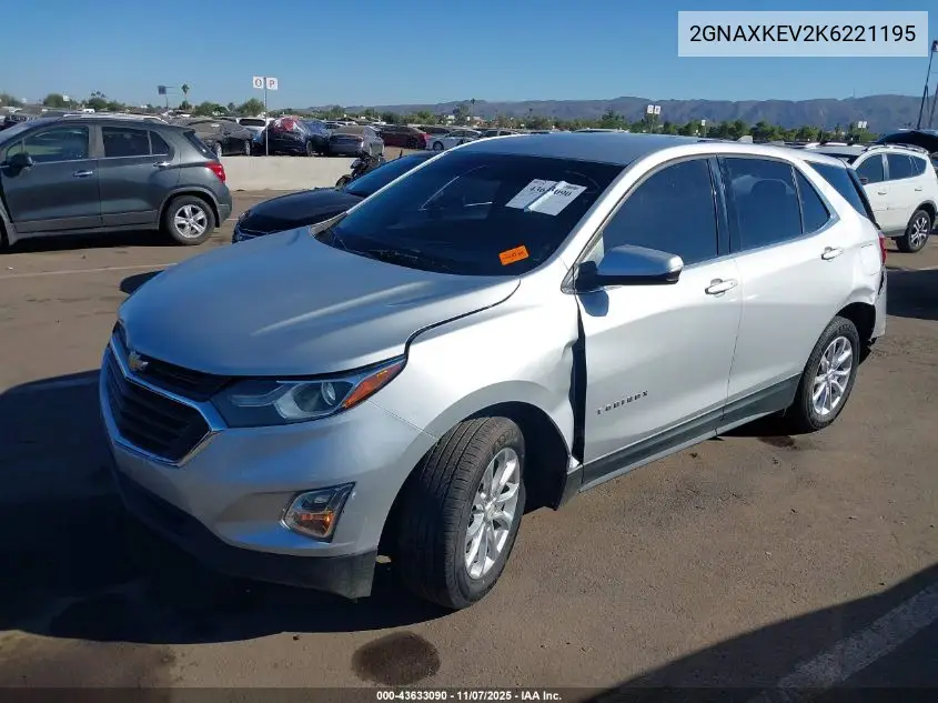 2GNAXKEV2K6221195 2019 Chevrolet Equinox Lt