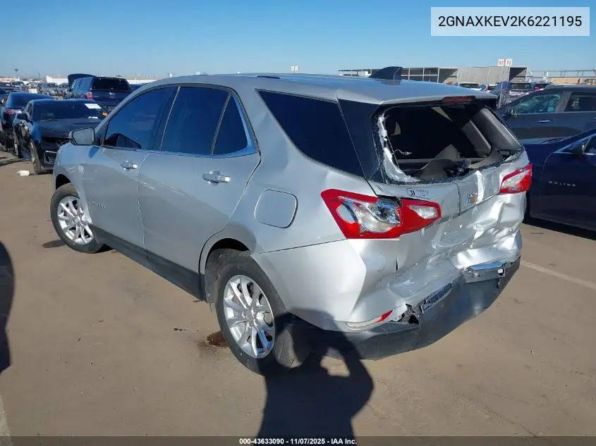 2GNAXKEV2K6221195 2019 Chevrolet Equinox Lt