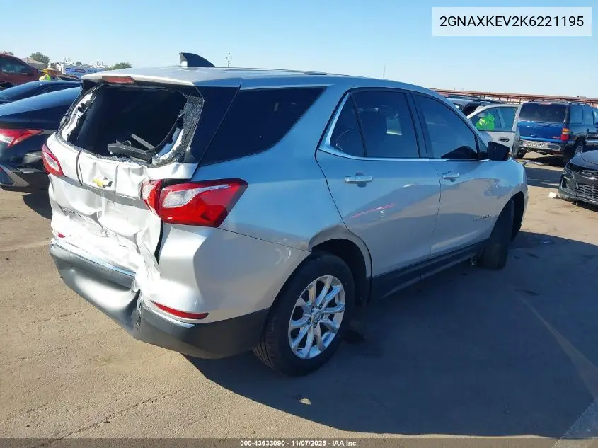 2GNAXKEV2K6221195 2019 Chevrolet Equinox Lt