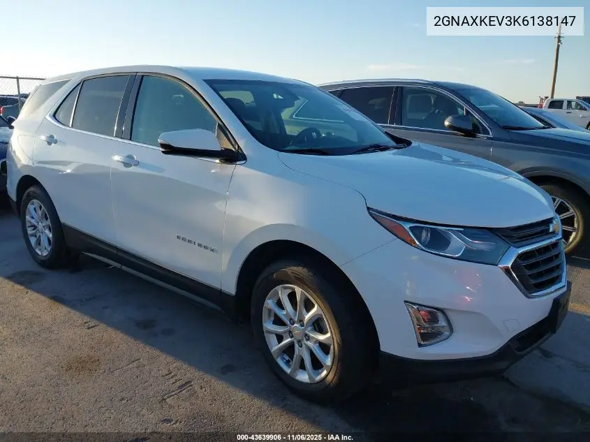 2GNAXKEV3K6138147 2019 Chevrolet Equinox Lt