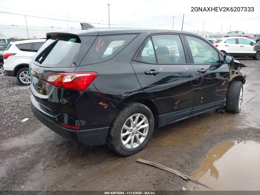 2GNAXHEV2K6207333 2019 Chevrolet Equinox Ls