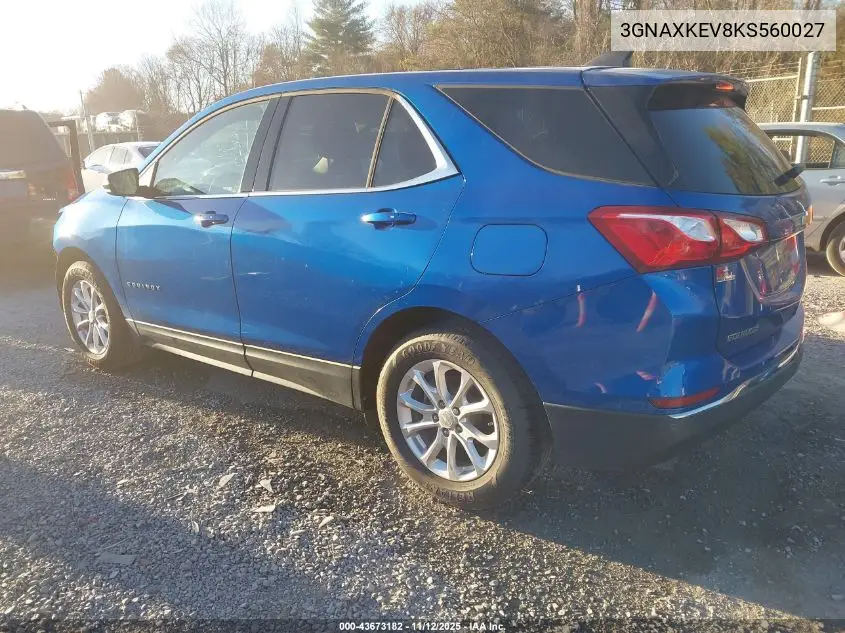 3GNAXKEV8KS560027 2019 Chevrolet Equinox Lt