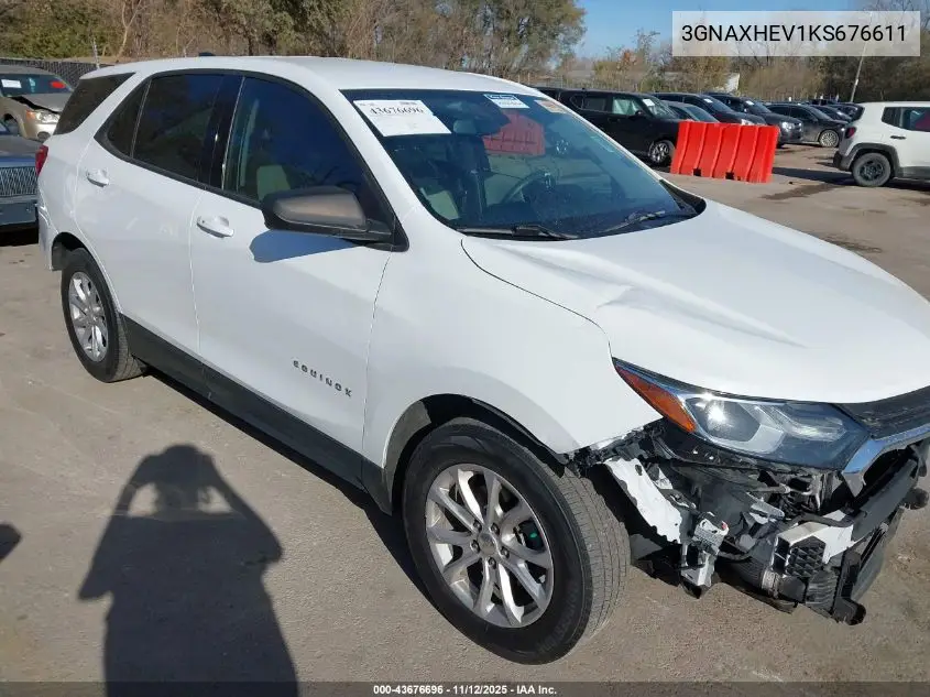 3GNAXHEV1KS676611 2019 Chevrolet Equinox Ls