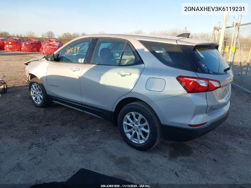 2GNAXHEV3K6119231 2019 Chevrolet Equinox Ls