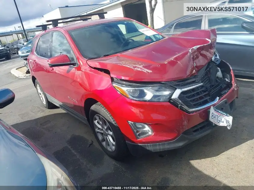 3GNAXKEV5KS571017 2019 Chevrolet Equinox Lt